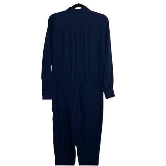 Lauren Ralph Lauren Navy Button Roll Tab Long Sleeve Jumpsuit Sz 6 - Picture 6 of 7